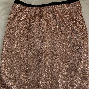 NWT The Limited Rose Gold Sequin Midi Skirt Sz M